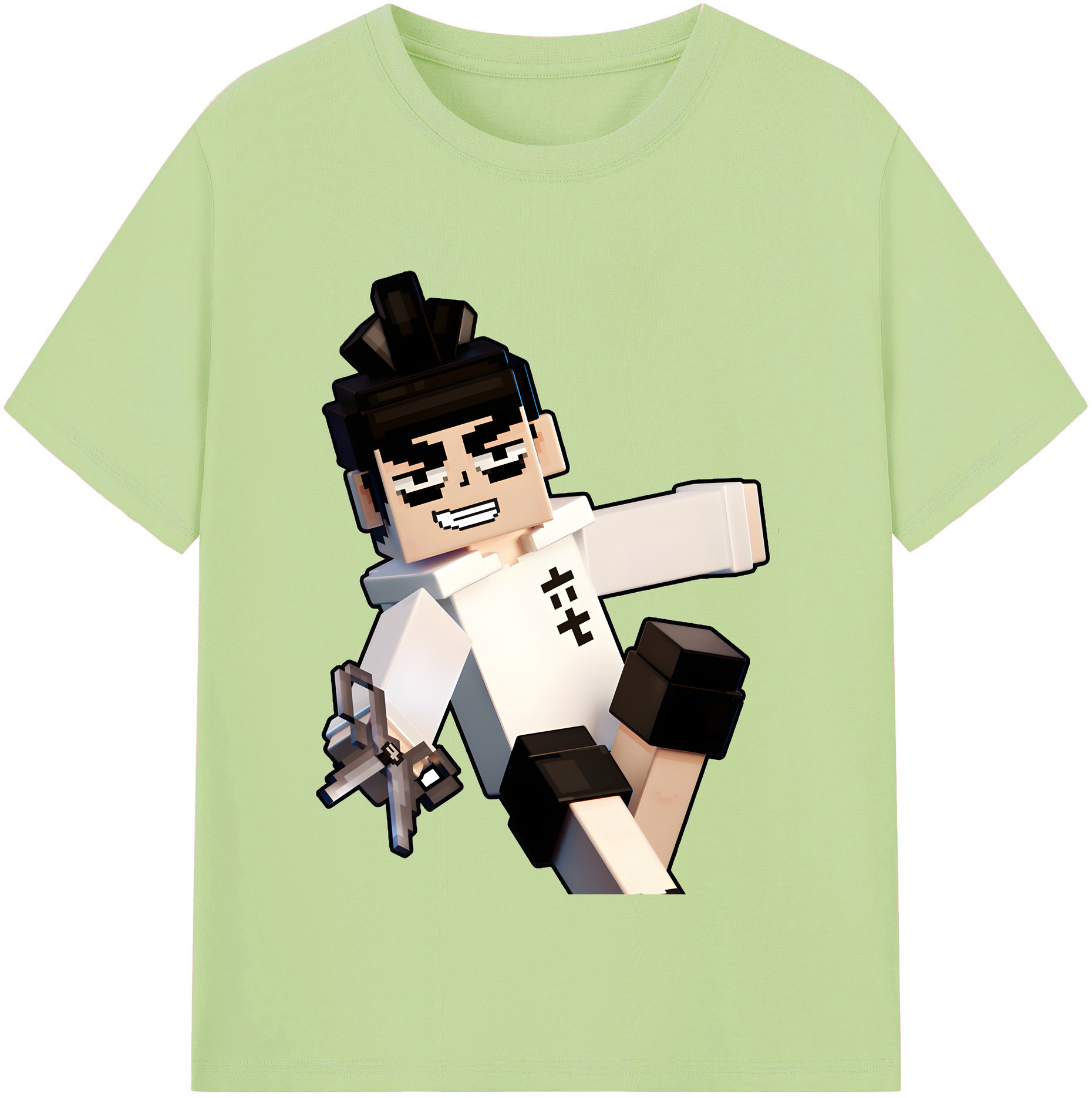 （画像用） マインクラフト ブロックの世界 Minecraft MC Block world 綿100％半袖Tシャツ（フロントプリント）